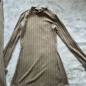 SHEIN Striped Ribbed Top & Bottom in Olive